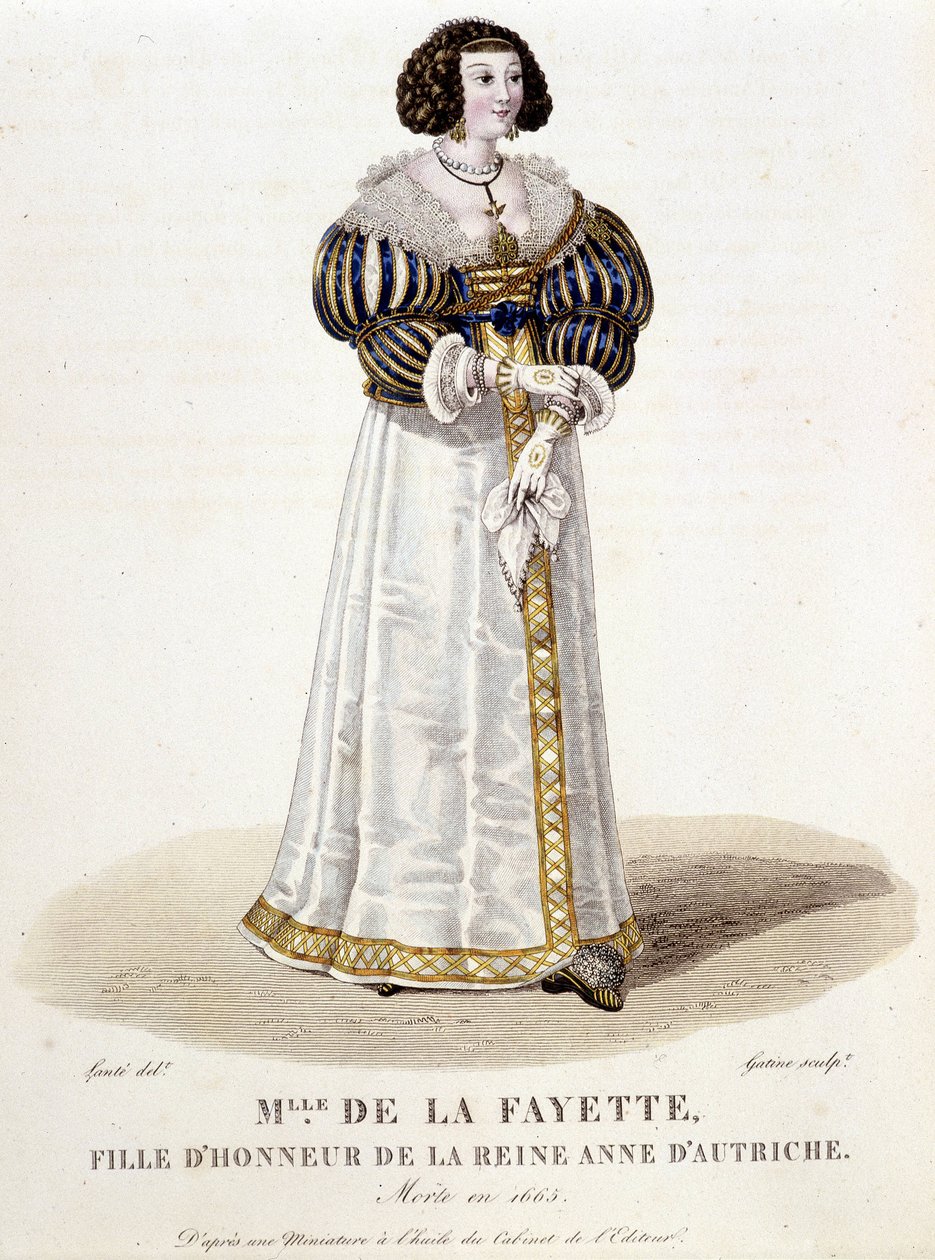 Marie-Madeleine (Marie Madeleine) Pioche de La Vergne, hrabina Lafayette (Madame de la Fayette) (1634-1693), honorowa córka królowej Austrii Anny. W „”francuskiej galerii znanych kobiet”” autorstwa Louis Marie Lante
