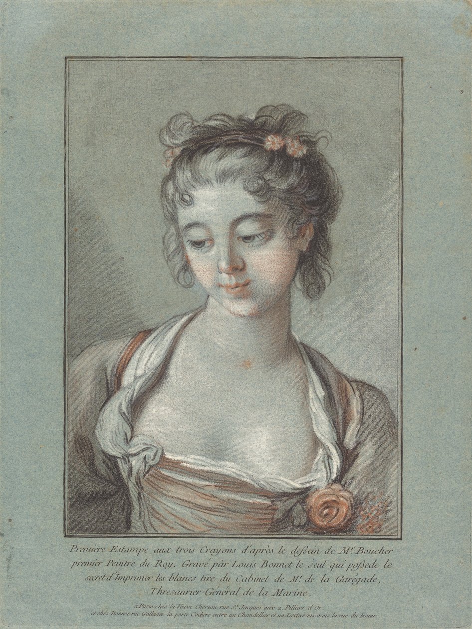 Popiersie młodej kobiety patrzącej w dół, 17651767. autorstwa Louis Marin Bonnet
