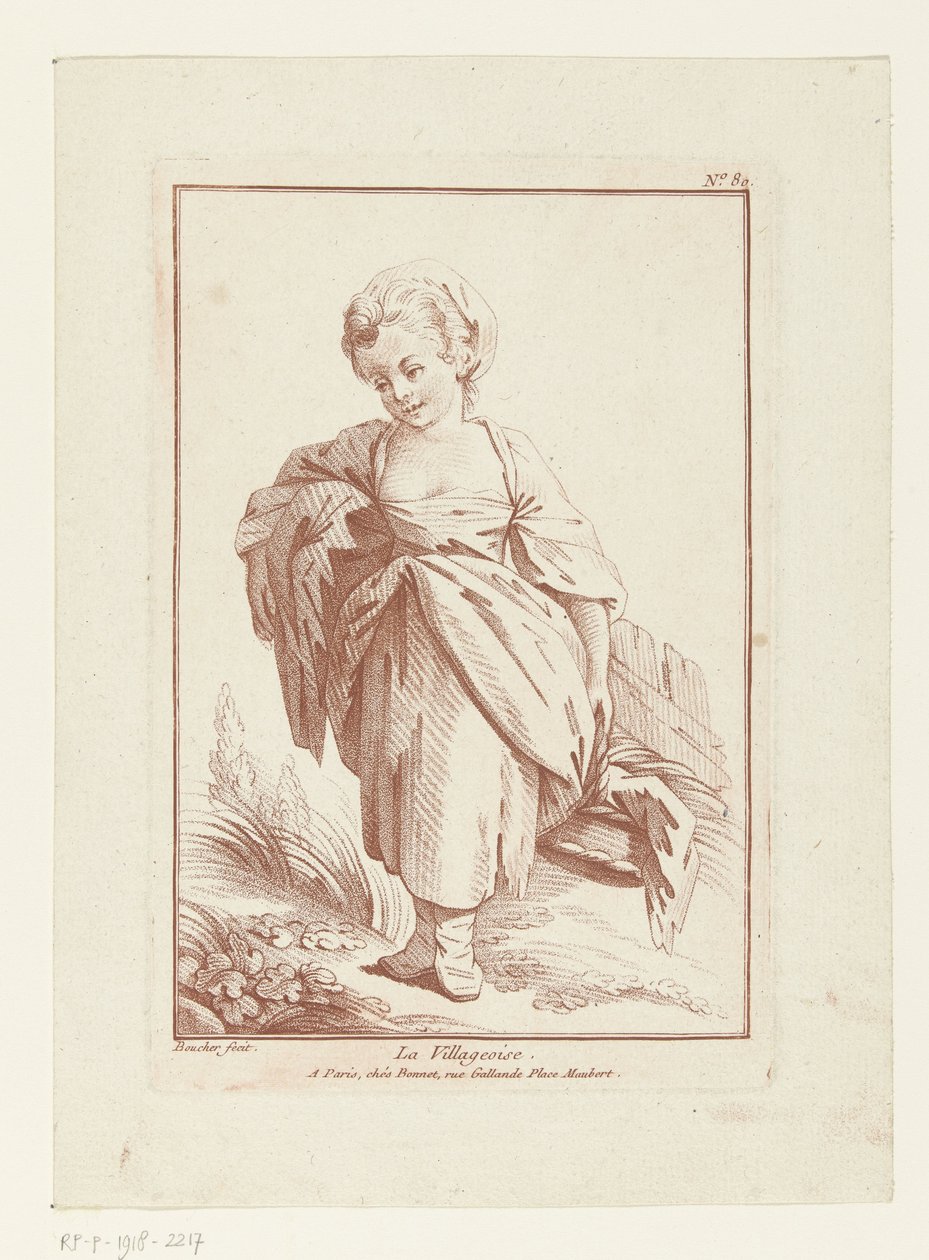 Dorpsmeisje La Villageoise (tytuł na obiekcie) autorstwa Louis Marin Bonnet