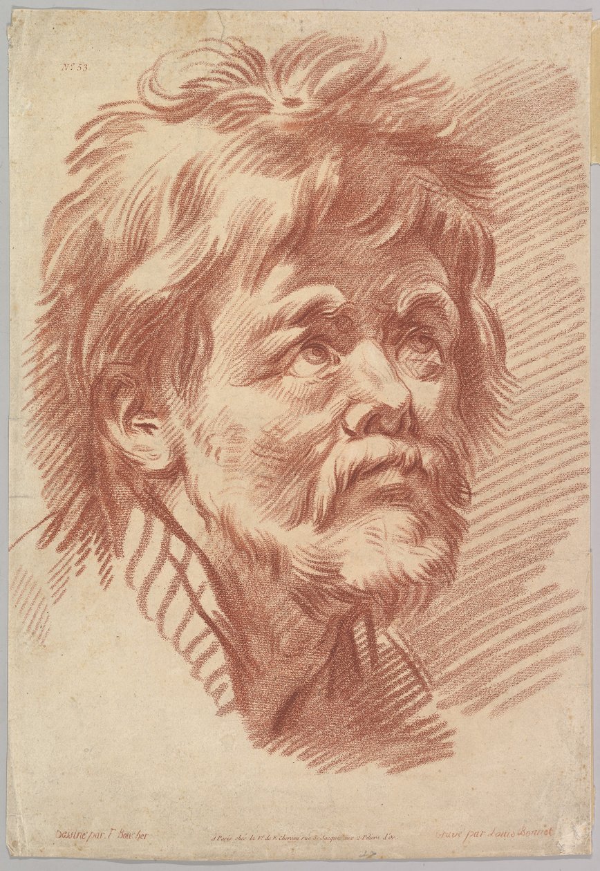 Głowa starego człowieka, połowa do końca XVIII wieku. autorstwa Louis Marin Bonnet