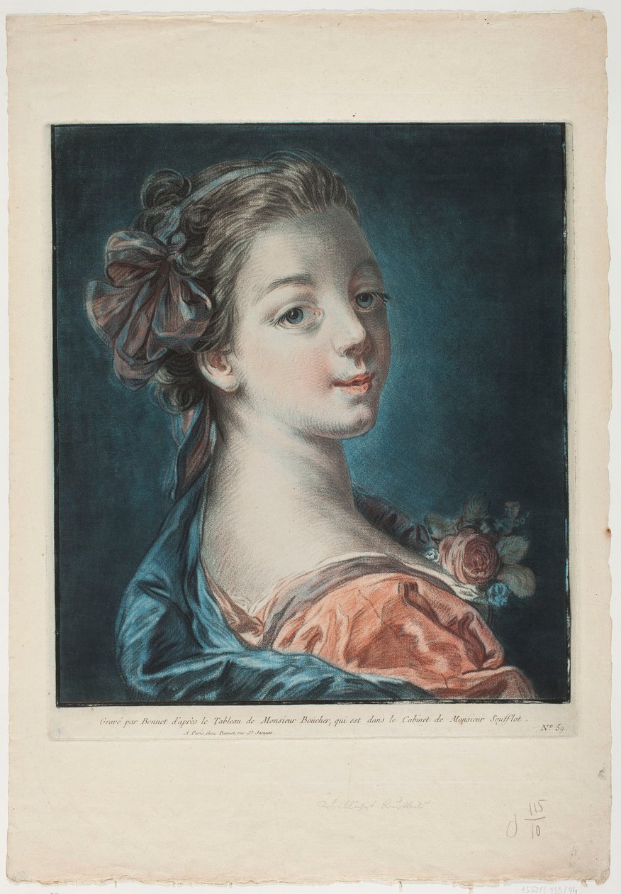 Portret młodej kobiety z różą przy sukni autorstwa Louis Marin Bonnet