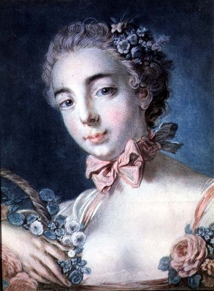 Tete de Flore, portret pani Baudion, córki Bouchera, wg rysunku Bouchera autorstwa Louis Marin Bonnet