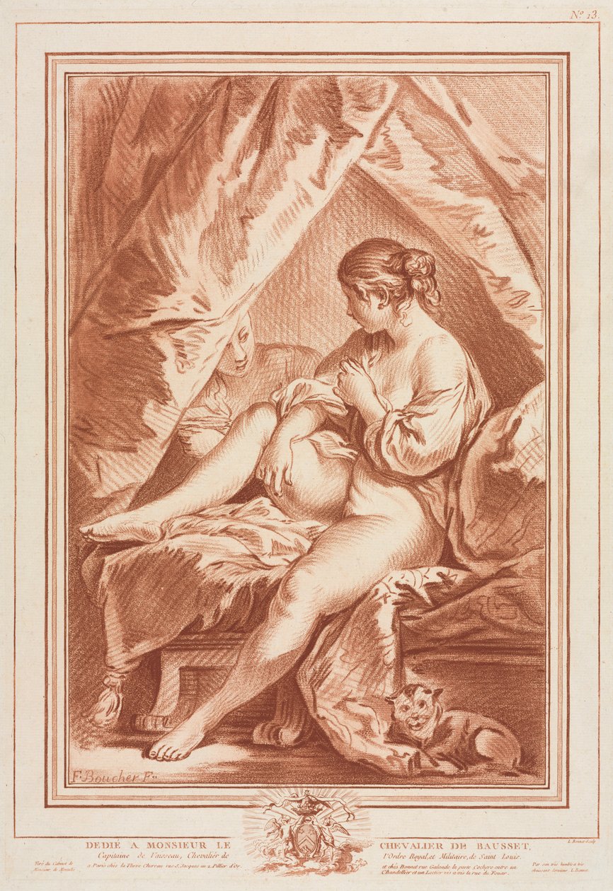 Młoda kobieta siedząca na łóżku, przed 1764 r. autorstwa Louis Marin Bonnet