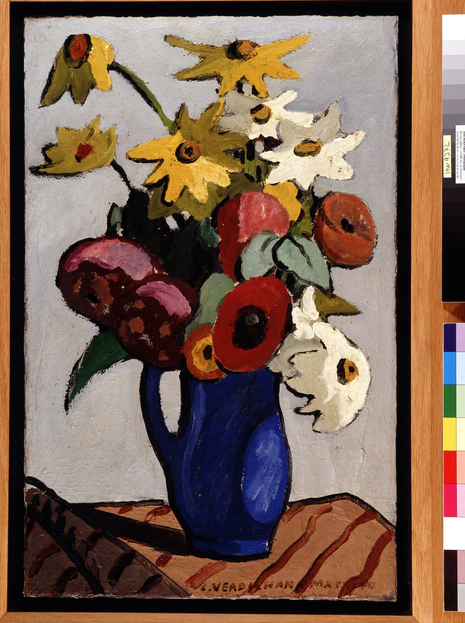 Bukiet kwiatów w niebieskim wazonie Obraz Louisa Mathieu Verdilhana (1875-1928) Wym. 71,5x45,5 cm Informacja obowiązkowa: Kolekcja fundacji dotyczy de Provence, Marsylia autorstwa Louis Mathieu Verdilhan