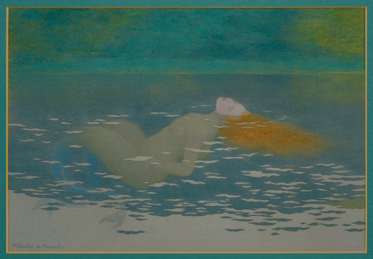 Syrenka (gwasz na jedwabiu) autorstwa Louis Maurice Boutet de Monvel