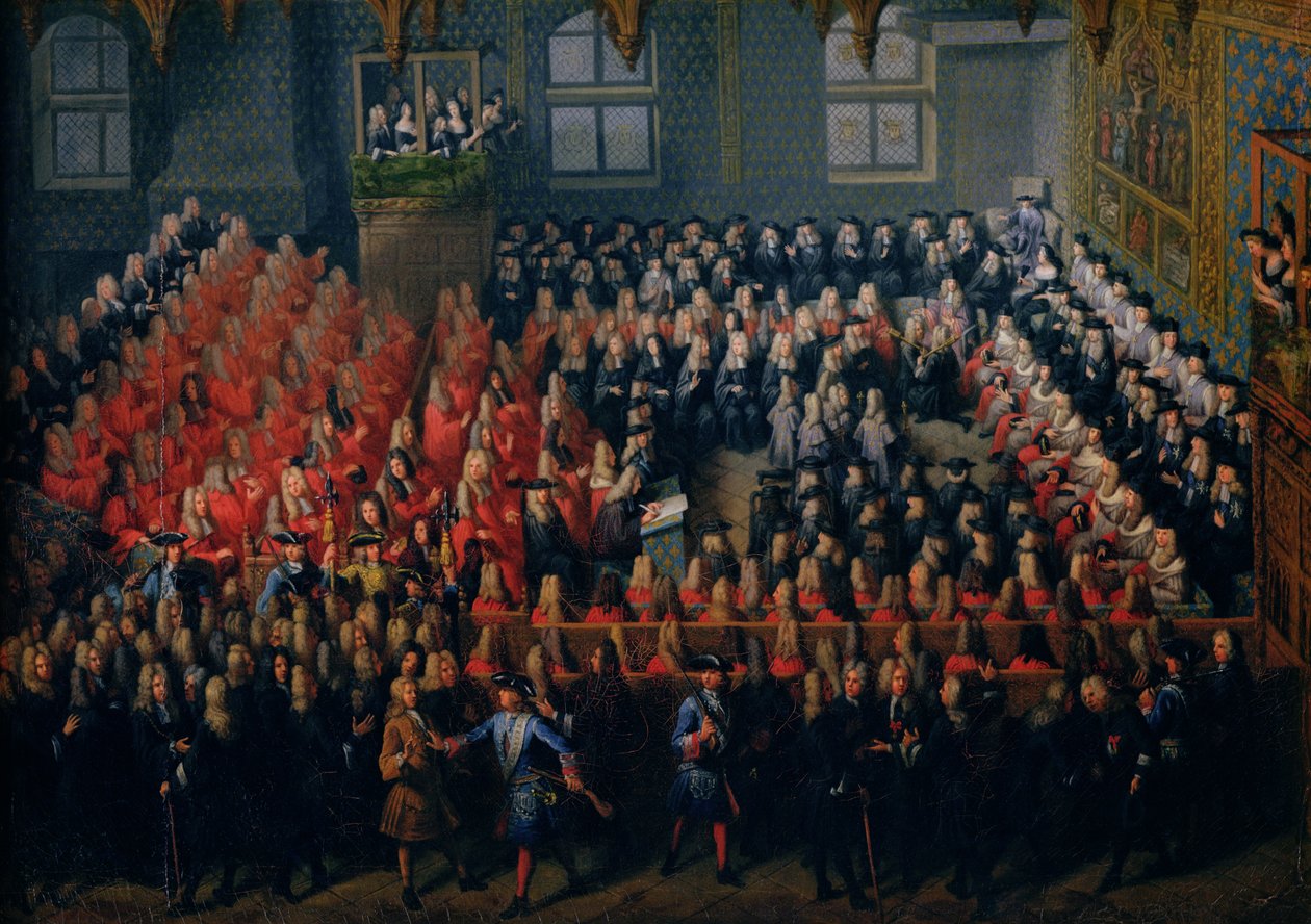 Łóżko sprawiedliwości w Parlement de Paris, 12 września 1715 r. autorstwa Louis Michel Dumesnil