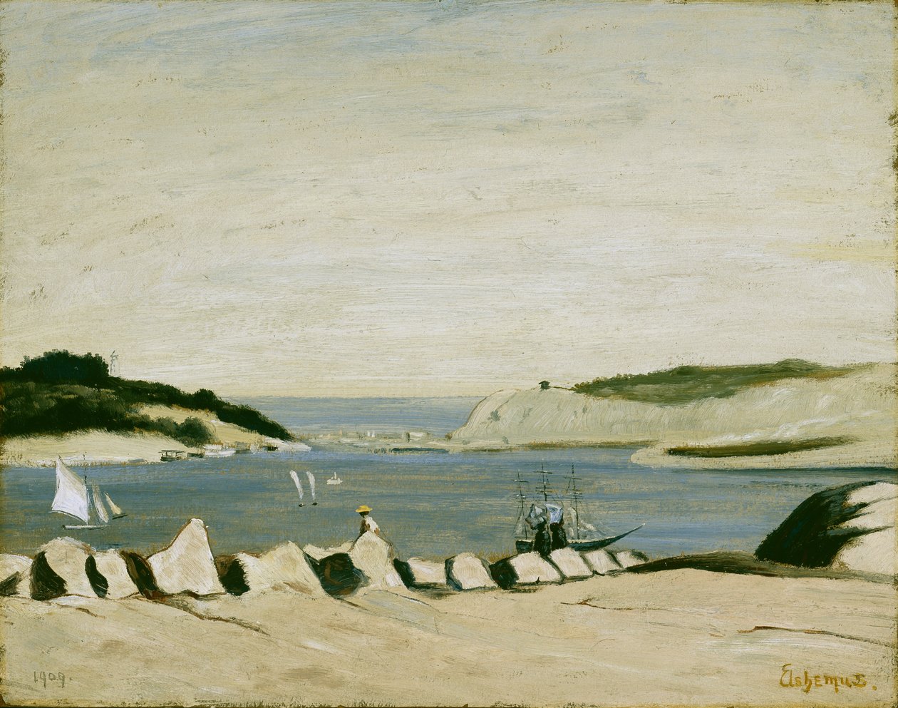 Scena nadmorska, 1909 (olej na papierze, oprawiona na płótnie) autorstwa Louis Michel Eilshemius