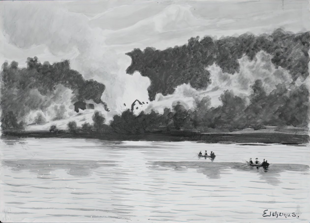 Ogień widziany z East Lyme, Connecticut, 1900. autorstwa Louis Michel Eilshemius