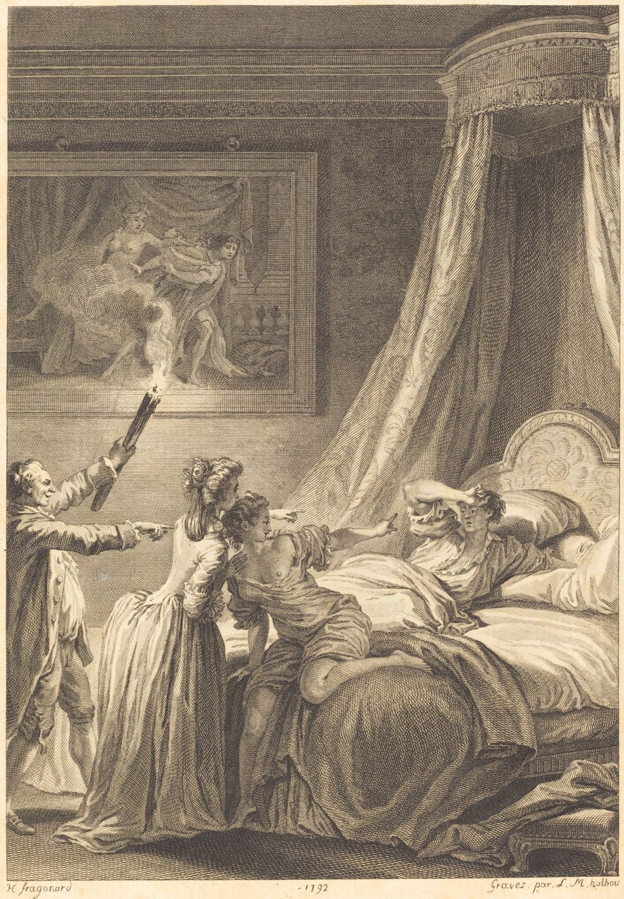 Le gascon puni autorstwa Louis Michel Halbou and Antoine Jean Duclos after Jean Honoré Fragonard