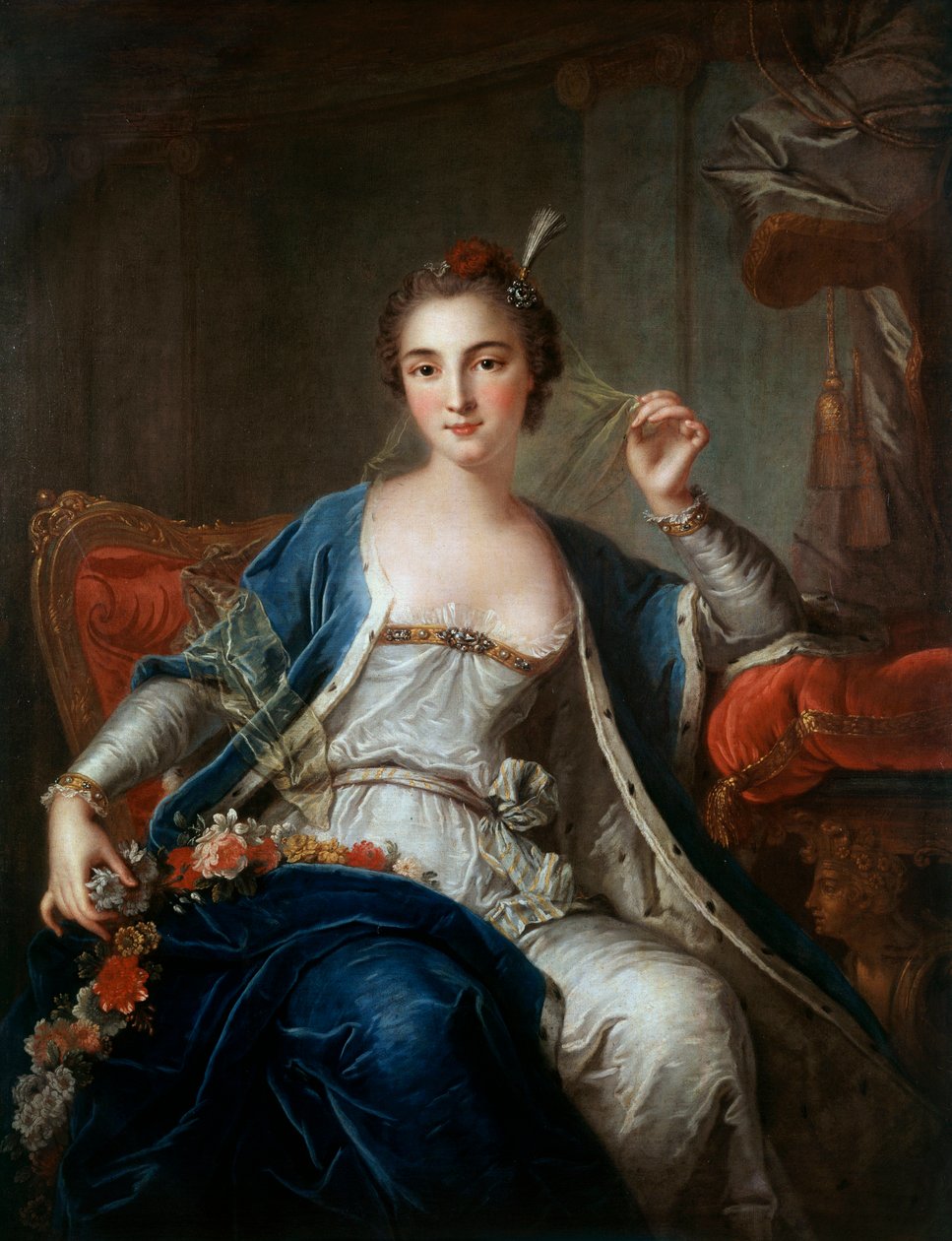 Portret Mademoiselle Salle w 1737 r. Obraz Louis Michel Van Loo (1707 - 1771) autorstwa Louis Michel van Loo