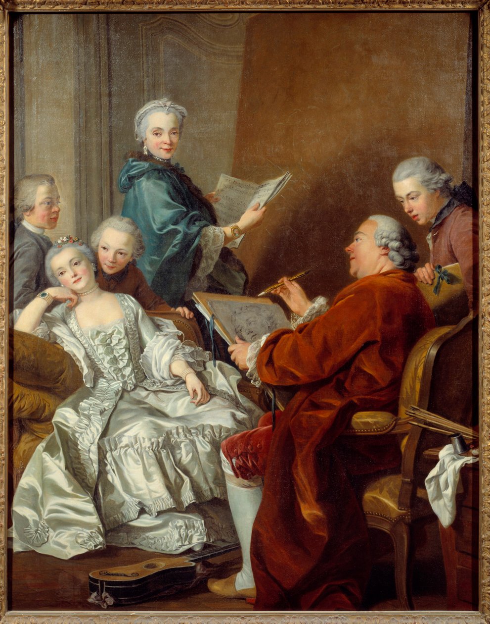 Malarz Carle van Loo i jego rodzina Obraz Louis Michel van Loo (1707-1771) XVIII-wieczne słońce. 2x1,56 m Wersal, musee du cheau autorstwa Louis Michel van Loo