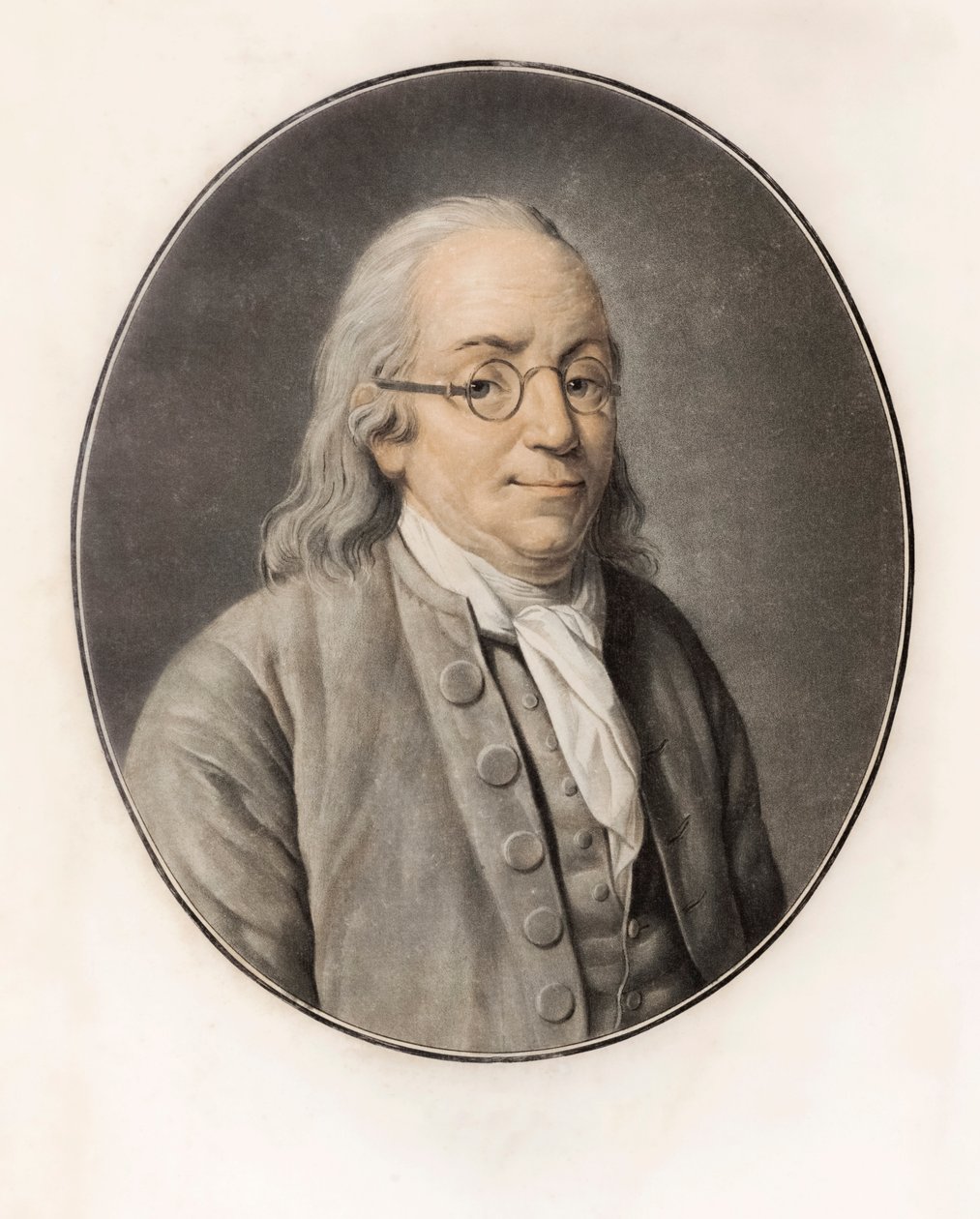 Benjamin Franklin. Portret (grawerowanie) autorstwa Louis Michel van (after) Loo