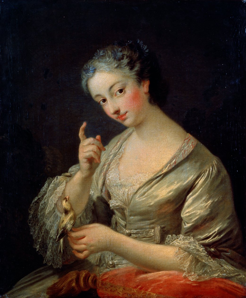 Dama z ptakiem, XVIII wiek. autorstwa Louis Michel van Loo