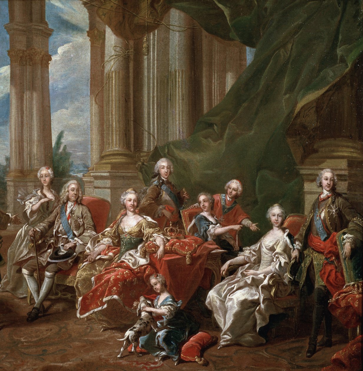 Portret Filipa V, króla Hiszpanii, w otoczeniu rodziny, detal (olej na płótnie) autorstwa Louis Michel van Loo