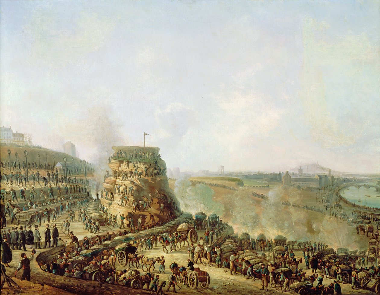 Cesarz Napoleon III (1808-73) i cesarzowa Eugenia (1829-1920) odwiedzający wzgórze Chaillot, 1867 autorstwa Louis Moullin