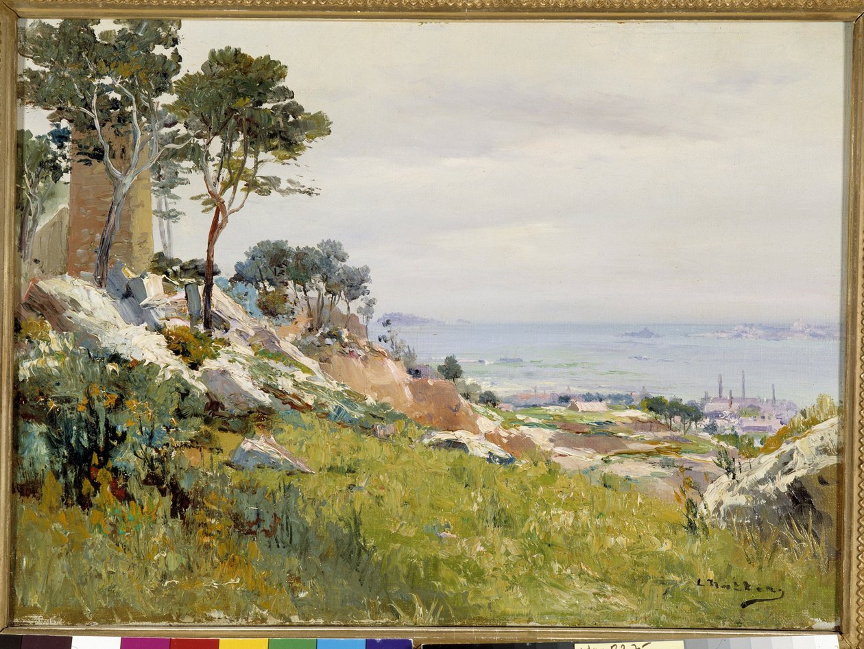 Widok na Wyspy Friuli z wyżyn Madrague Obraz Louisa Nttero (1875-1915) Obowiązkowa wzmianka: Kolekcja fundacji z pozdrowieniami z Prowansji, Marsylia autorstwa Louis Nattero