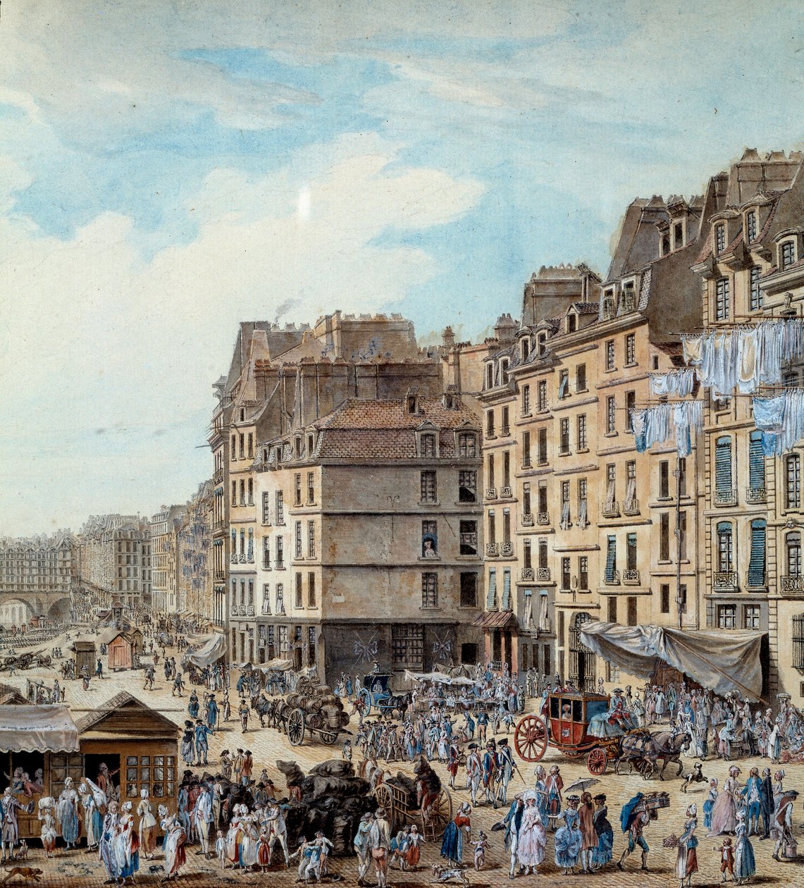 Życie morskie w dokach Portu w Paryżu w 1782 roku Peniche i działalność handlowa na Sekwanie. Szczegół. Rysunek Louis de Lespinasse (1734-1808) 1782 Paryż, Musee Carnavalet autorstwa Louis Nicolas de Lespinasse