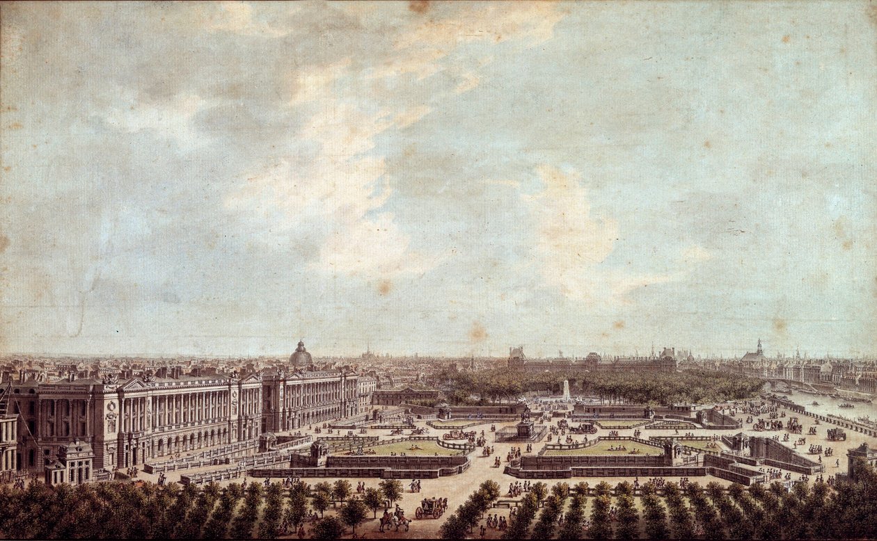 Widok Place Louis XV (obecnie Place de la Concorde w Paryżu Akwarela Louis Nicolas de Lespinasse (1734-1808) 1778 Paryż, Musee Carnavalet autorstwa Louis Nicolas de Lespinasse