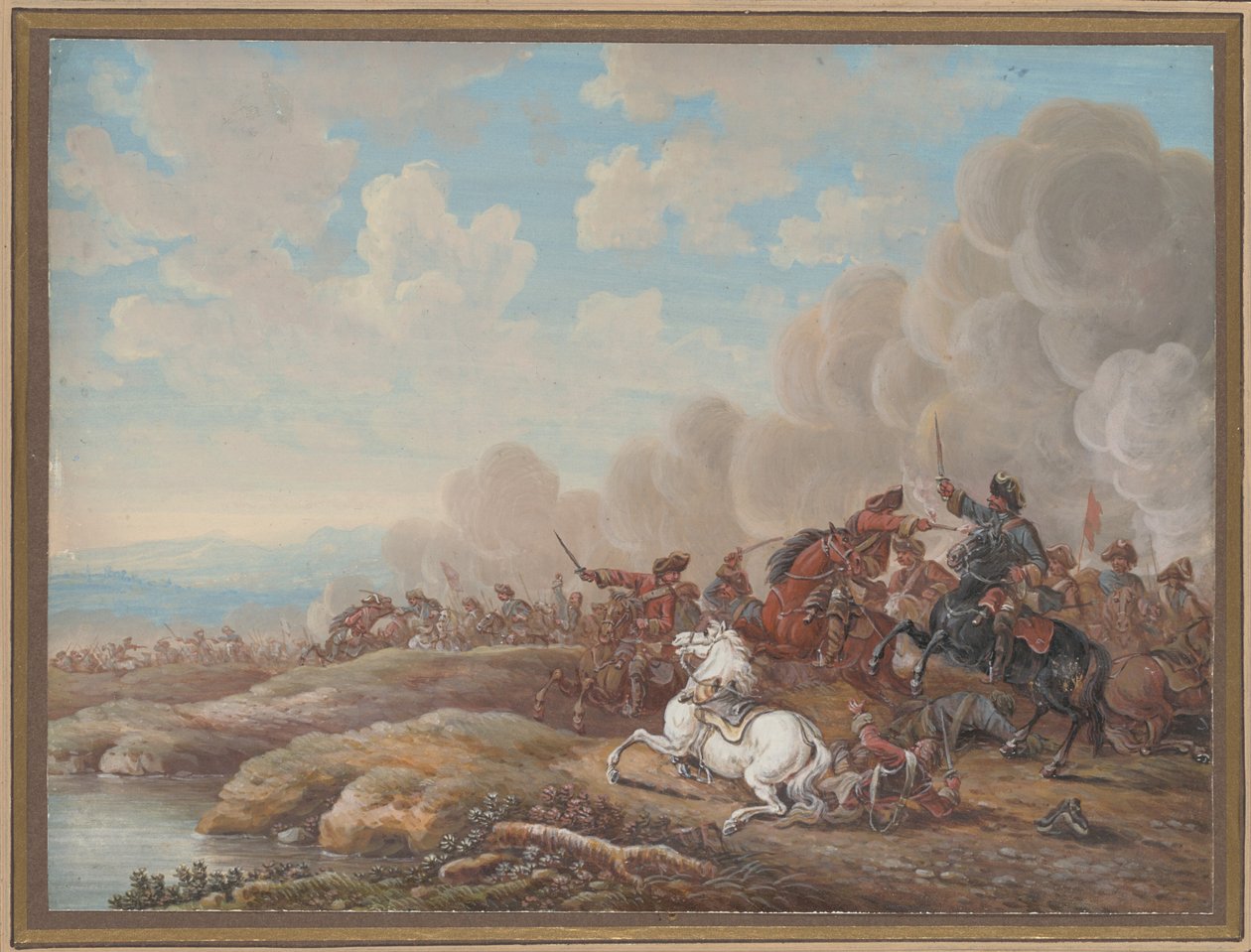 Bitwa kawalerii nad rzeką autorstwa Louis Nicolas van Blarenberghe