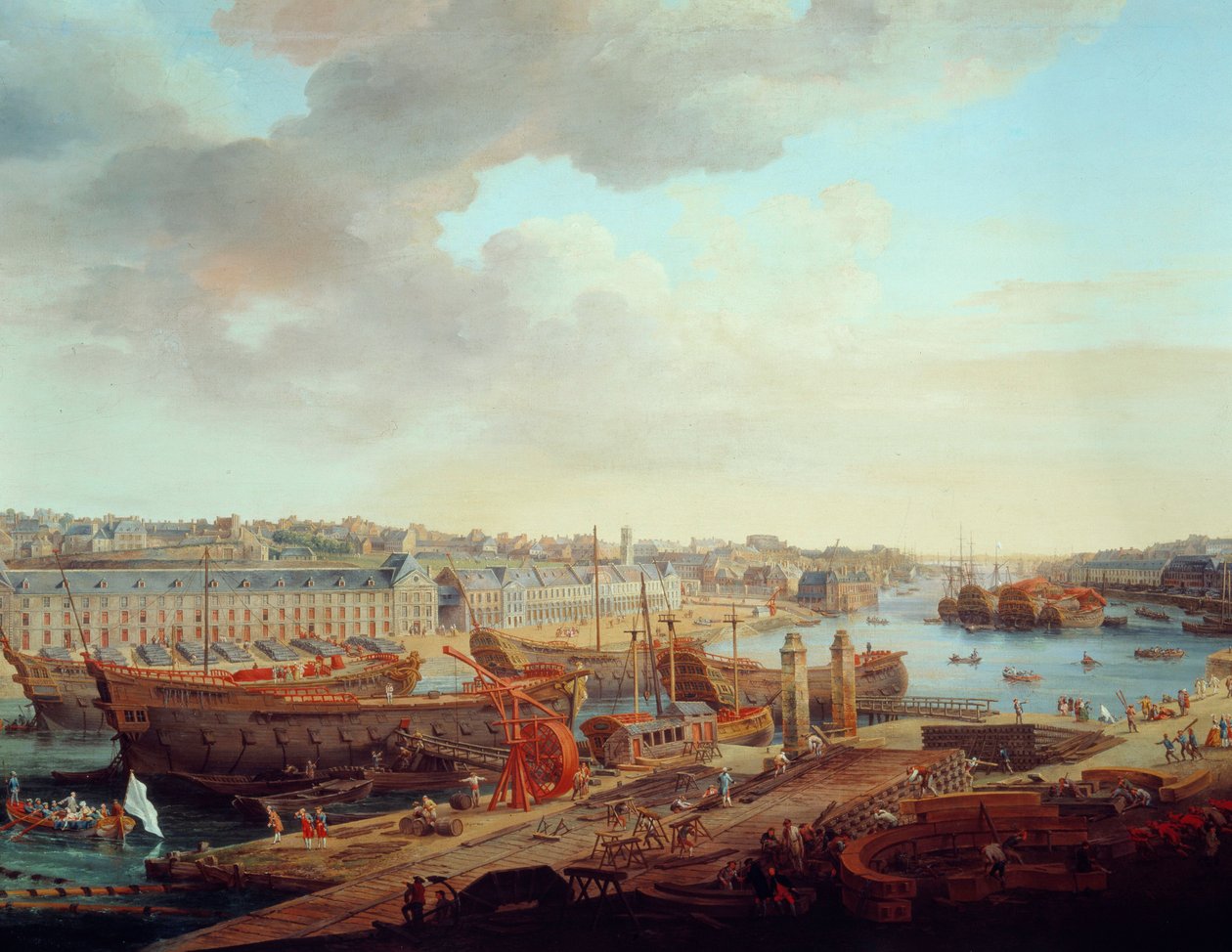 Stocznia: „Miasto Brześć”” Detal. Obraz Louis Nicolas van Blarenberghe (1716-1794) 1774 autorstwa Louis Nicolas van Blarenberghe
