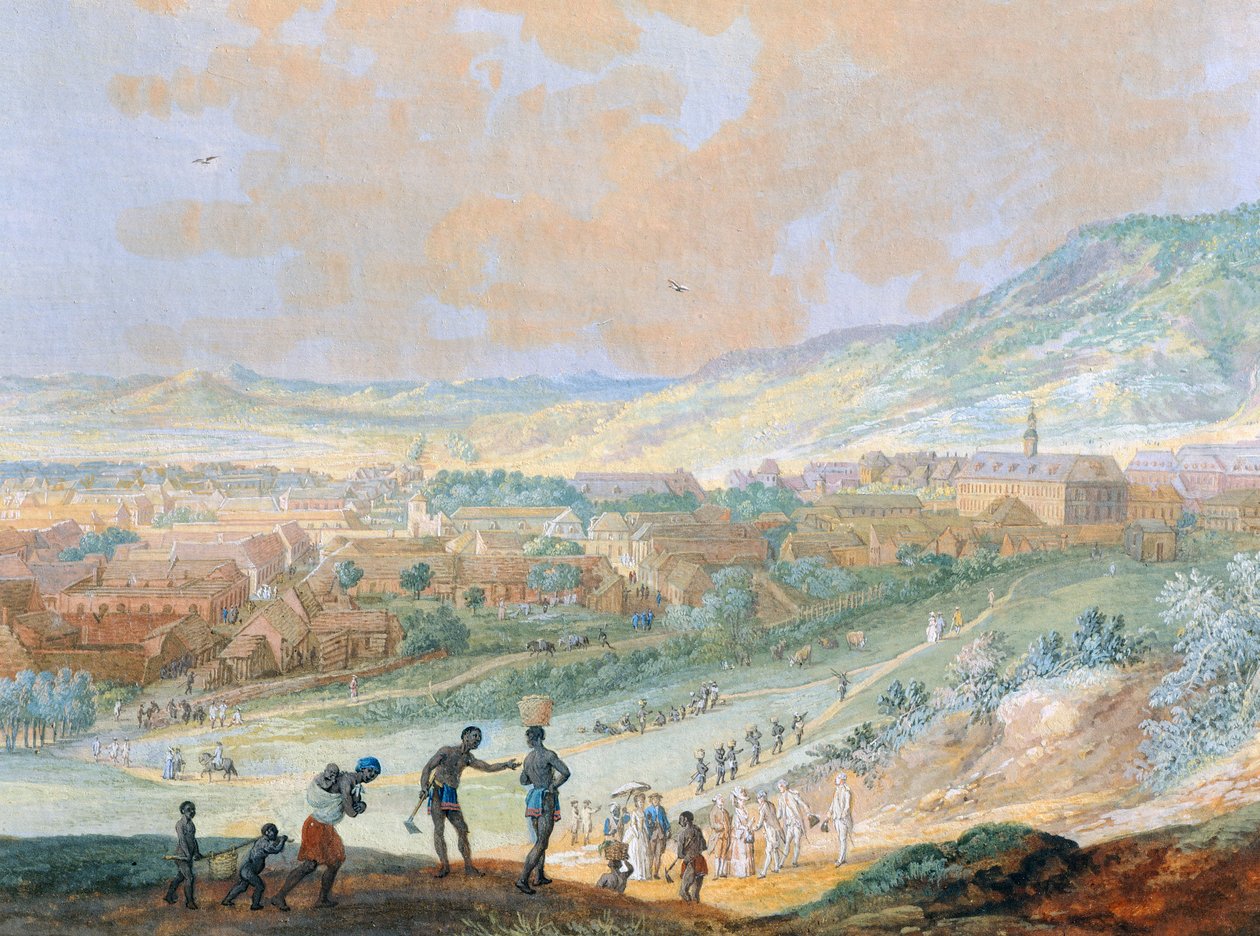 Miasto Cap Francais (obecnie Cap-Haitien) na Haiti autorstwa Louis Nicolas van Blarenberghe