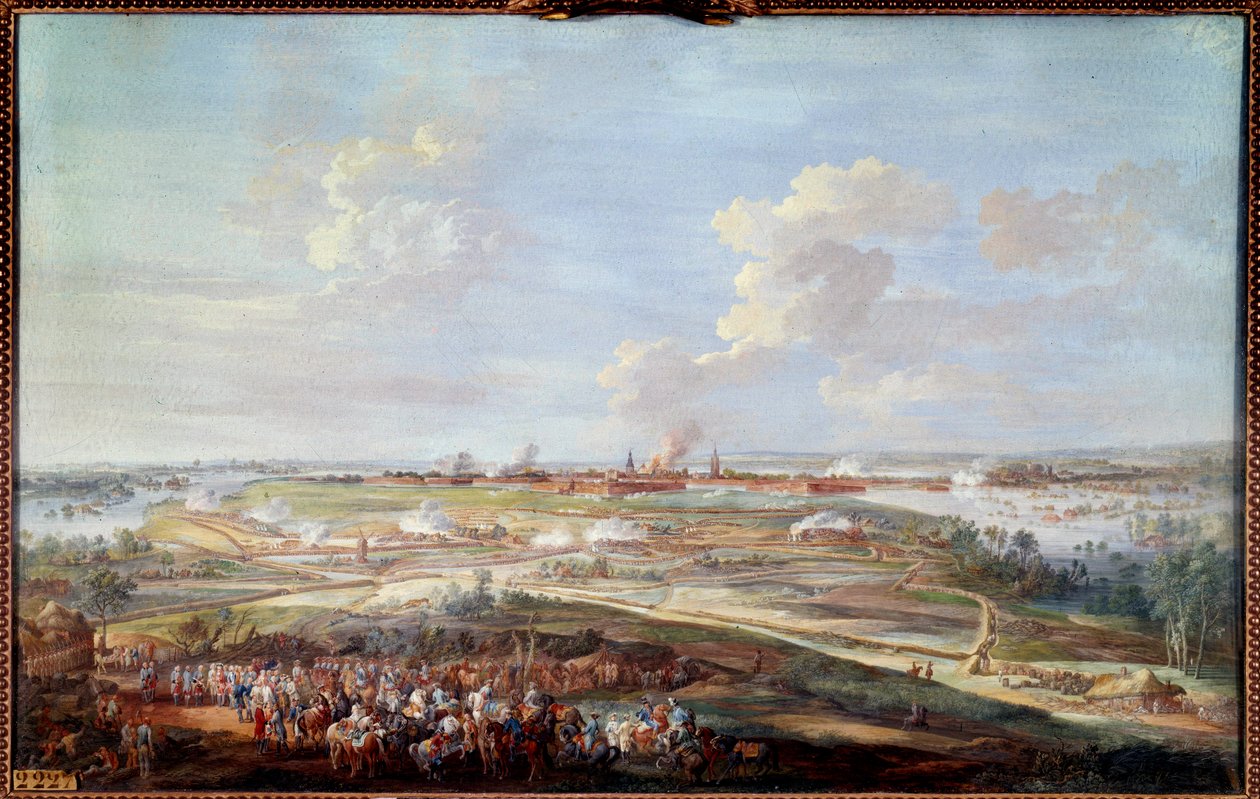 Widok oblężenia Menin przez Ludwika XV od 28 maja do 4 czerwca 1744 r. Malowanie gwaszu przez Louisa Nicolasa Van Blarenberghe (1716-1794) 1780 nd. 0,59 x 0,94 m² autorstwa Louis Nicolas van Blarenberghe