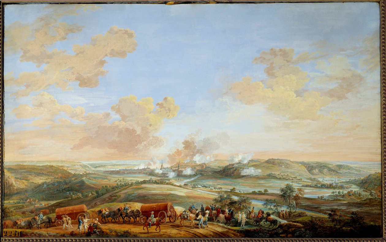 Wojna o sukcesję austriacką (1741-1748): „”Oblężenie zamków Namur przez hrabiego Clermont od 24 do 30 września 1746””Gwasz Louis Nicolas Van Blarenberghe (1716-1794) 1782 nd. 0,59x0,94 m Wersal, muzeum zamku autorstwa Louis Nicolas van Blarenberghe