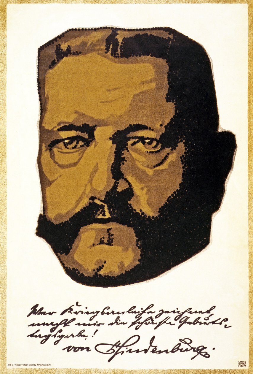 Portret generała feldmarszałka Paula von Hindenburga, wyd. Monachium, 1917 r. autorstwa Louis Oppenheim