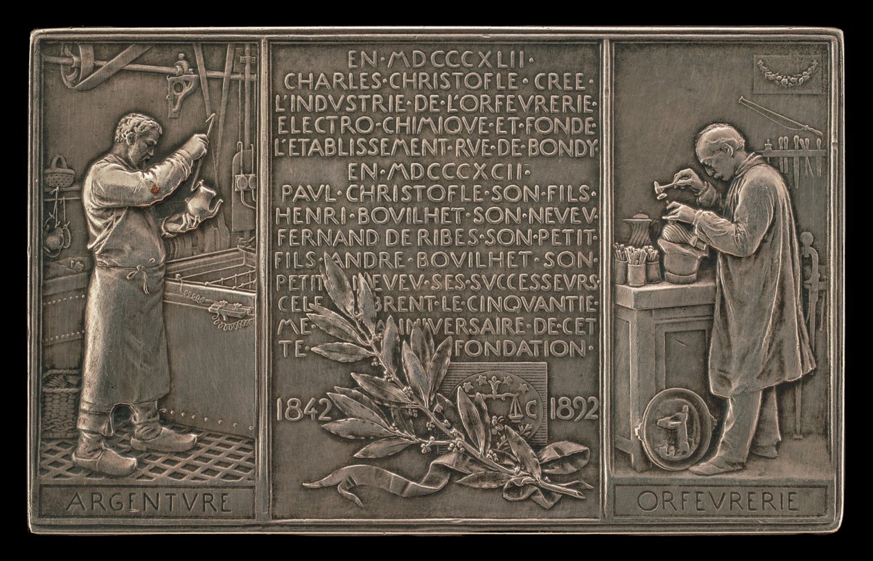 Pięćdziesiąta rocznica powstania firmy Christofle, 1842-1892 [rewers] autorstwa Louis Oscar Roty