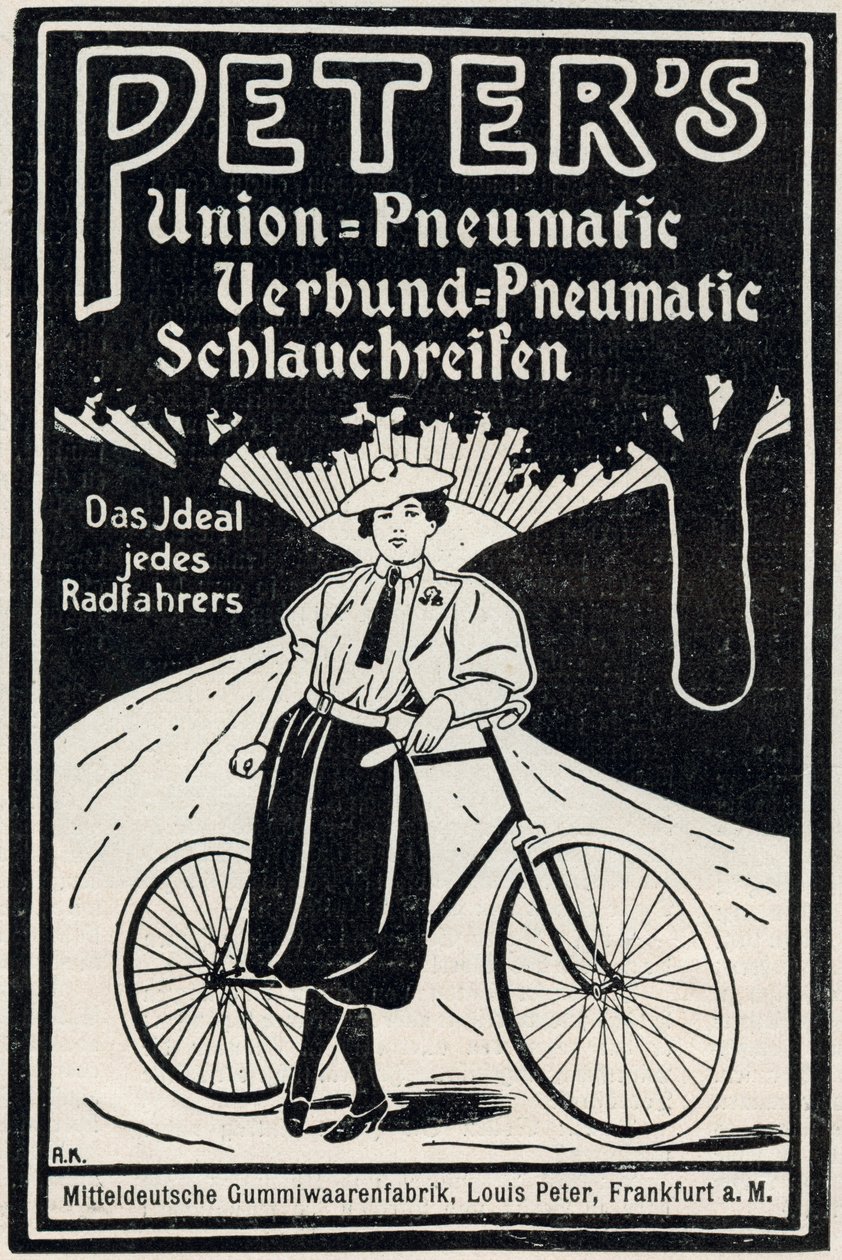 Reklama pneumatycznych opon rowerowych Petera, 1898 r. autorstwa Louis Peter