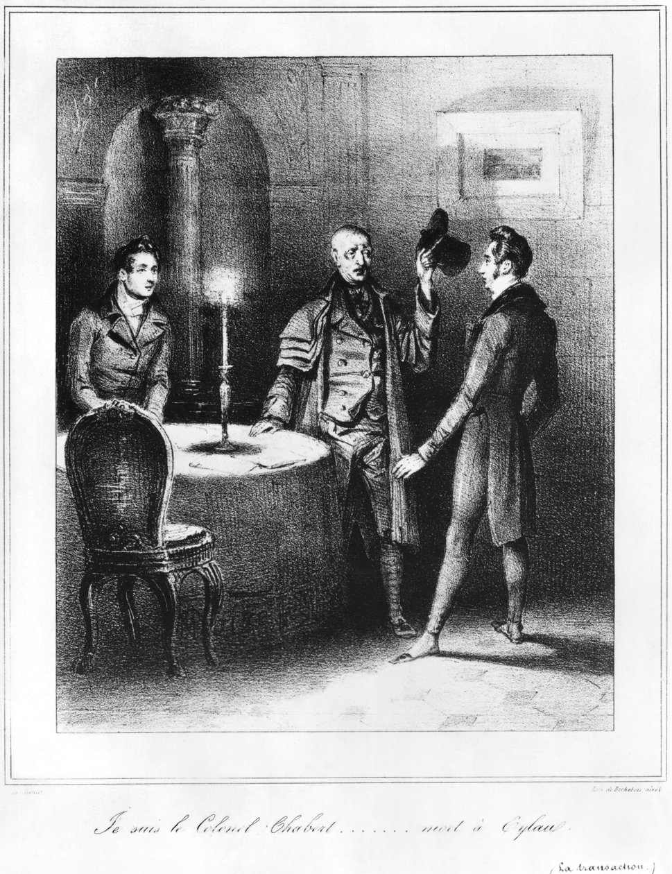 Pułkownik Chabert, ilustracja z książki "Pułkownik Chabert" Honore de Balzac (1799-1850) 1832 autorstwa Louis Philippe Alphonse Bichebois