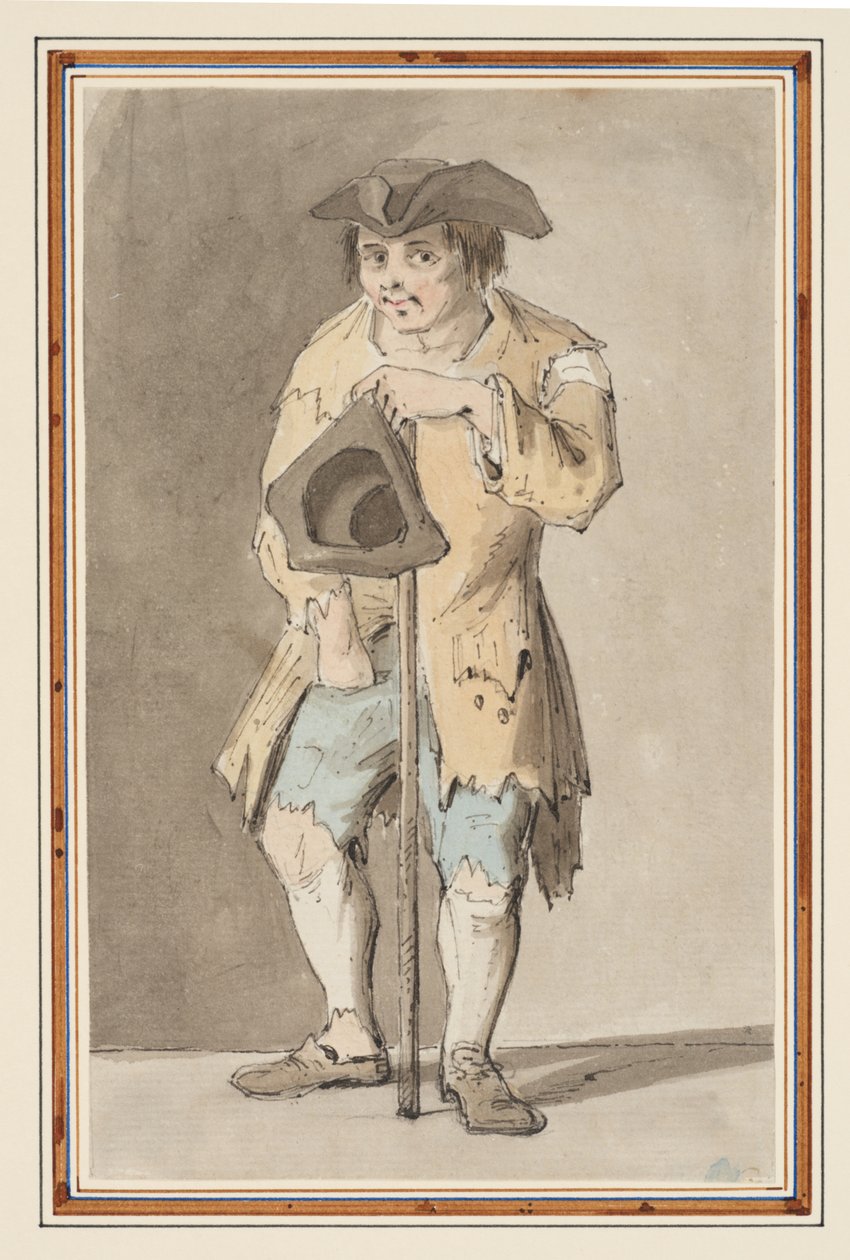 Studium żebraka (ołówek, pióro i tusz oraz akwarela na papierze) autorstwa Louis Philippe Boitard