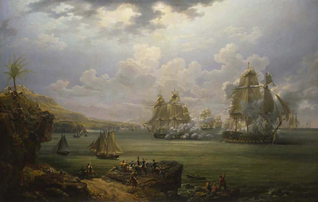 Walka fregaty Poursuivante z brytyjskim okrętem Hercule, 28 czerwca 1803, 1803. autorstwa Louis Philippe Crepin