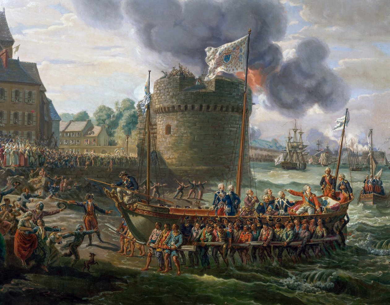 Ludwik XVI z wizytą w porcie w Cherbourgu, 23 czerwca autorstwa Louis Philippe Crepin