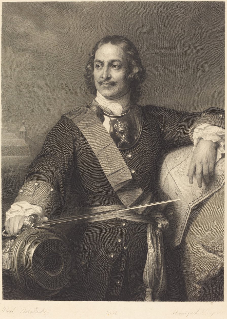 Piotr Wielki z Rosji autorstwa Louis Pierre Henriquel after Paul Delaroche