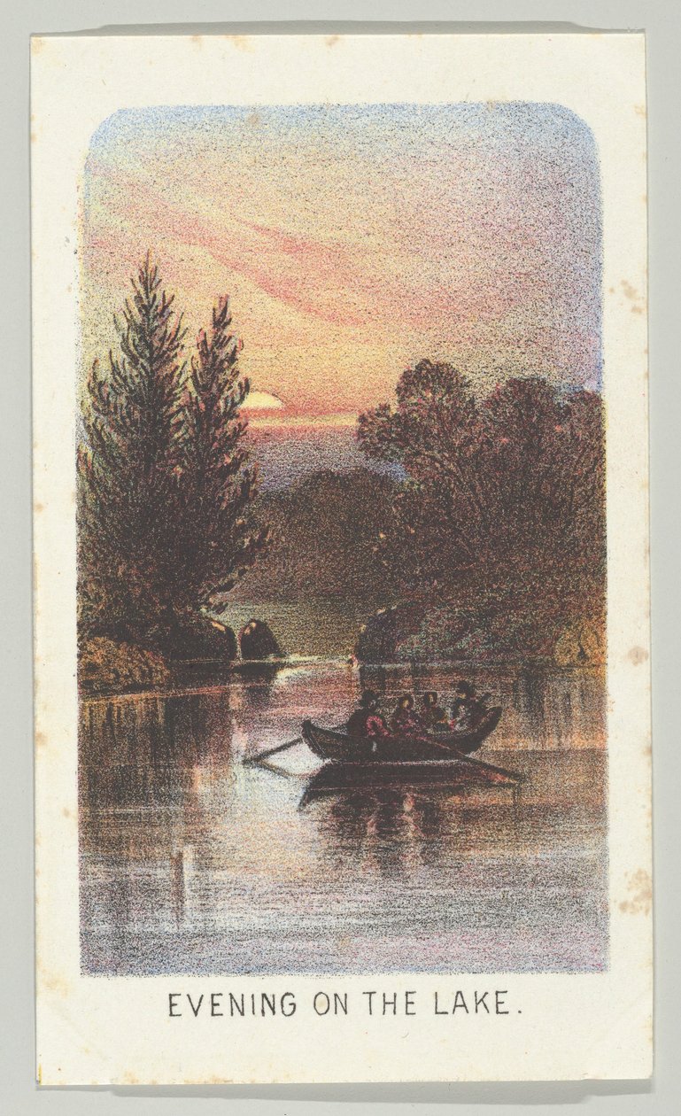 Wieczór nad jeziorem z serii Widoki w Central Parku, Nowy Jork, część 3, 1864. autorstwa Louis Prang