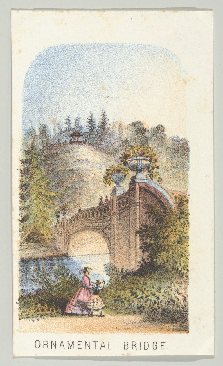 Most ozdobny z serii Widoki w Central Parku, Nowy Jork, część 2, 1864. autorstwa Louis Prang