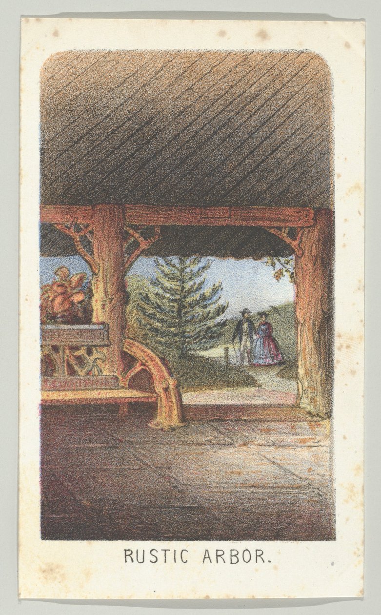 Rustykalna altana, z serii Widoki w Central Parku, Nowy Jork, część 3, 1864. autorstwa Louis Prang