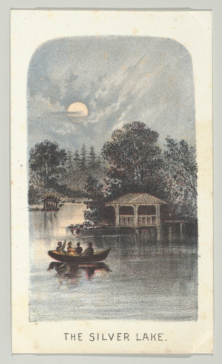 Srebrne jezioro z serii Widoki w Central Parku, Nowy Jork, część 2, 1864. autorstwa Louis Prang