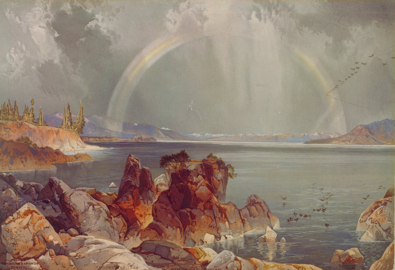 Jezioro Yellowstone, c.1875 (chromolitografia) autorstwa Louis Prang