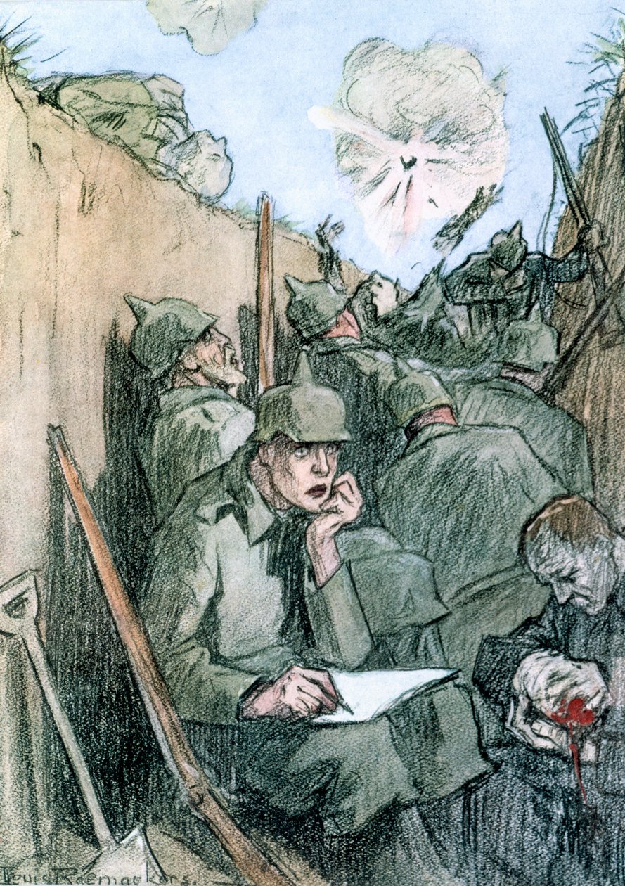 „List z okopów niemieckich”, 1916 autorstwa Louis Raemaekers