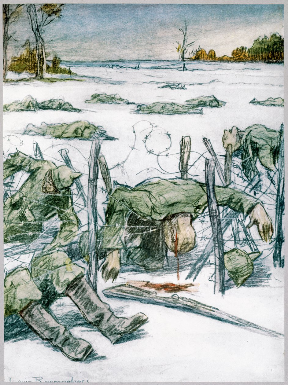„Drut kolczasty”, 1916 autorstwa Louis Raemaekers