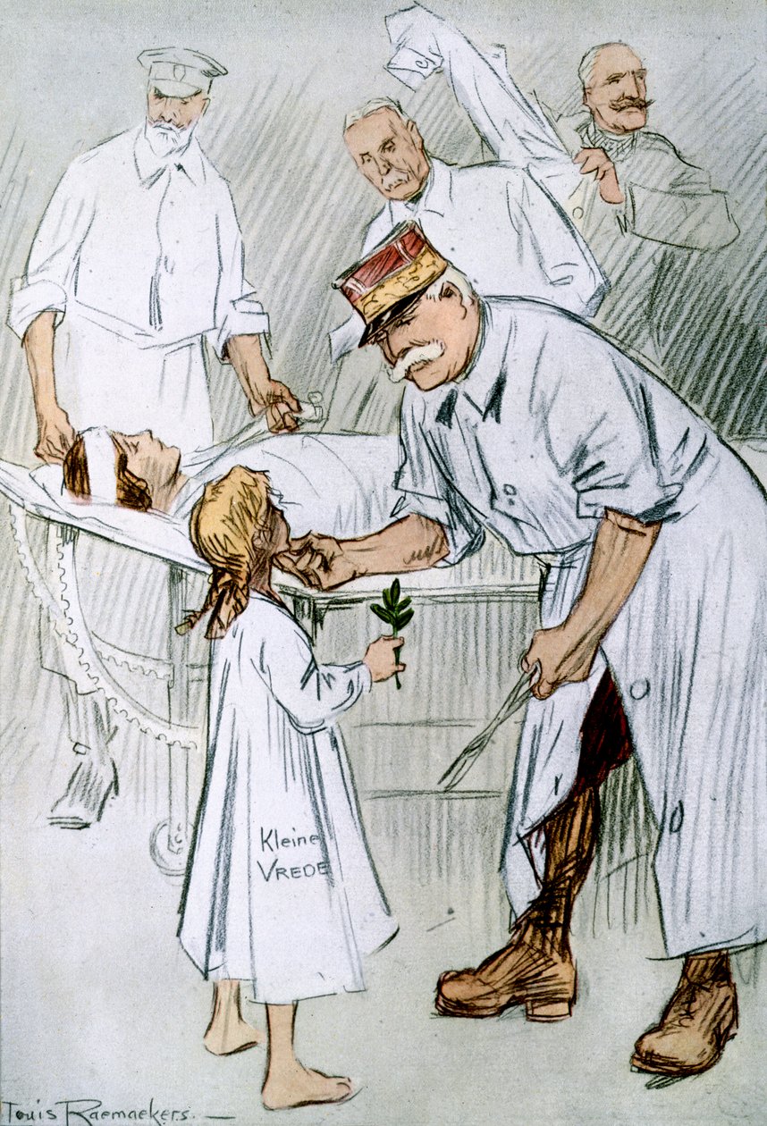 „Pokój i interwencja: niemiecki militaryzm na stole operacyjnym aliantów”, 1916 autorstwa Louis Raemaekers