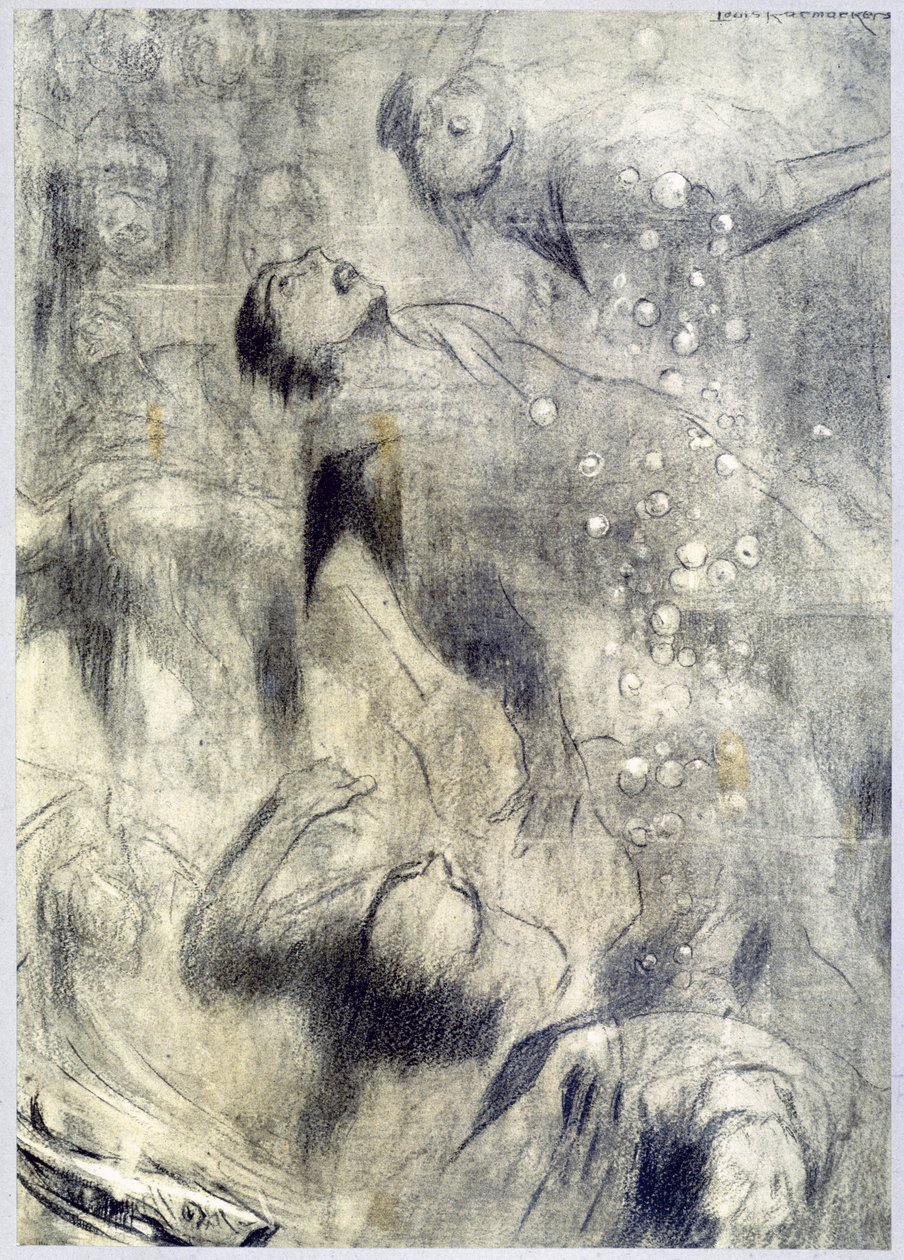 „Morska kopalnia”, 1916 autorstwa Louis Raemaekers
