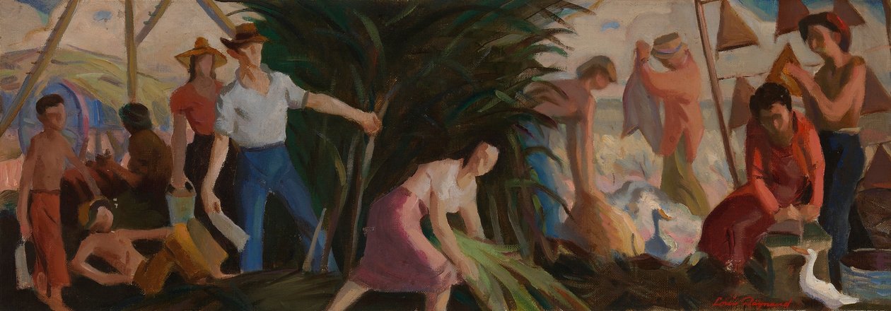 Żniwa (studium muralu, Abbeville, urząd pocztowy w Luizjanie) autorstwa Louis Raynaud