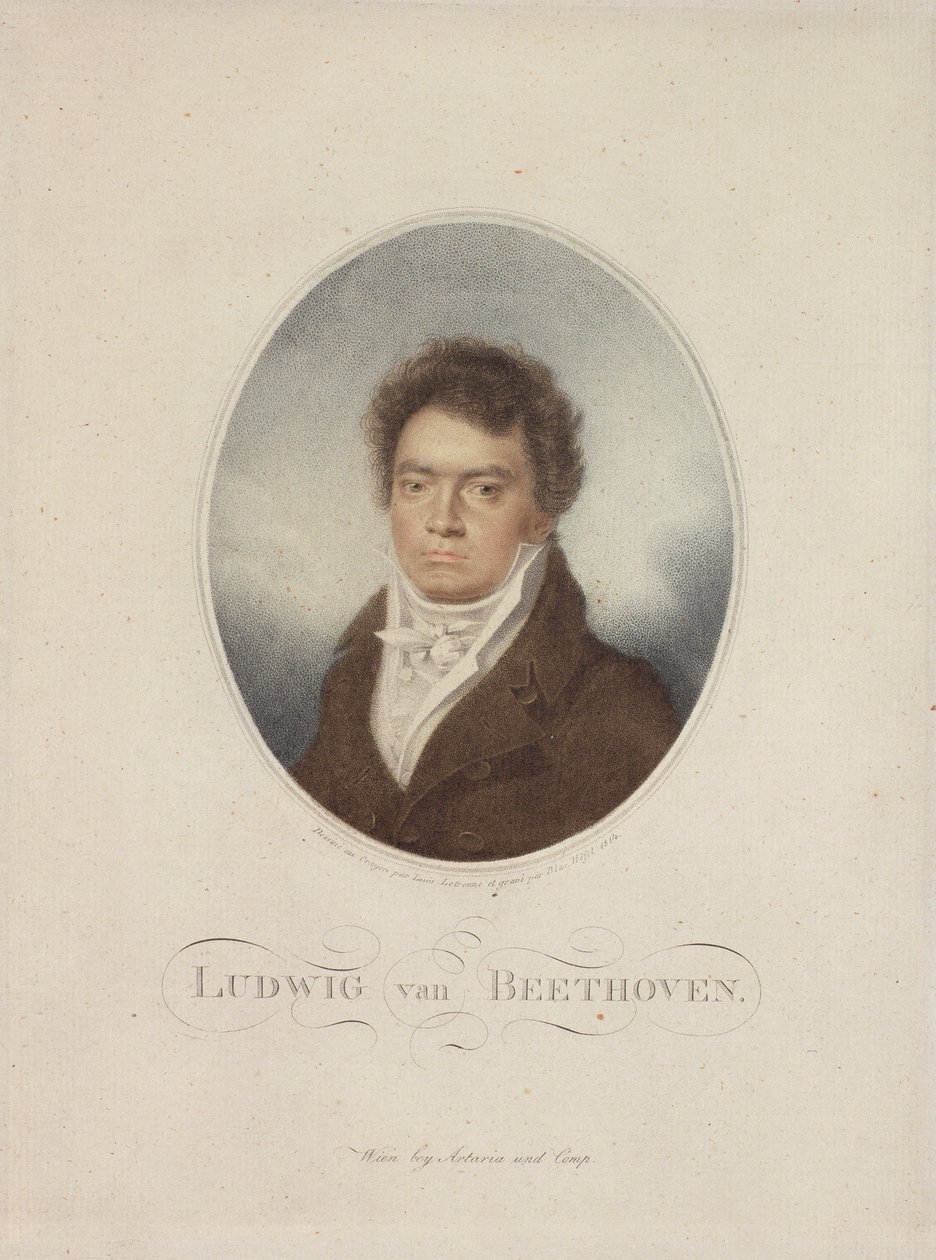 Ludwig van Beethoven (1770-1827) ryty przez Blasius Hotel (1792-1863) 1814 (mezzotinta) autorstwa Louis Rene Letronne