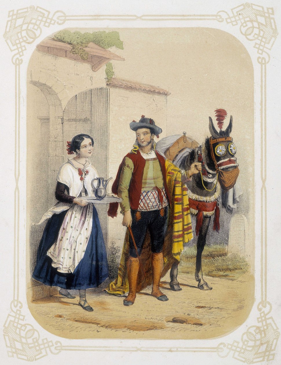 Para w Hiszpanii - w „Albumie młodego podróżnika””, ilustracja Louis Lassalle autorstwa Louis Simon Lassalle