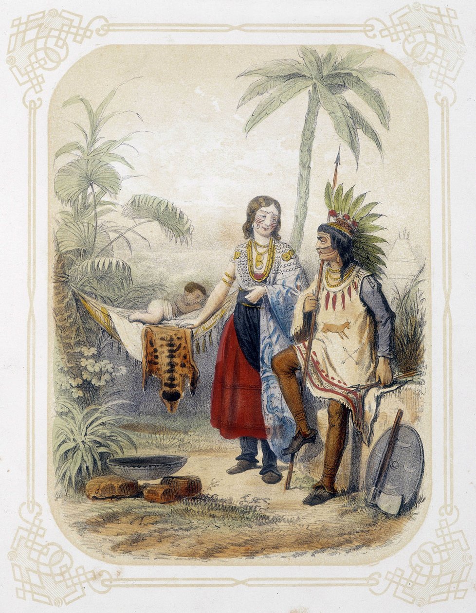 Rodzina w Oceanii - w „Albumie Młodego Podróżnika”, ilustracja Louis Lassalle autorstwa Louis Simon Lassalle
