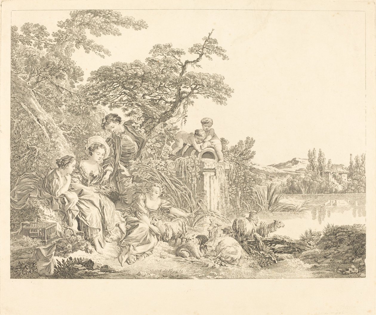 Prezenty Pasterza autorstwa Louis Simon Lempereur after François Boucher