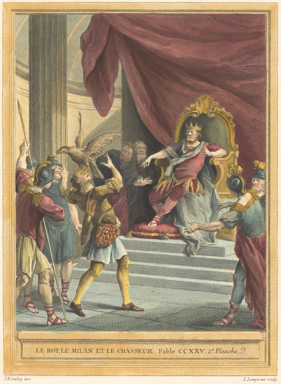 Król, Latawiec i Łowca autorstwa Louis Simon Lempereur after Jean Baptiste Oudry